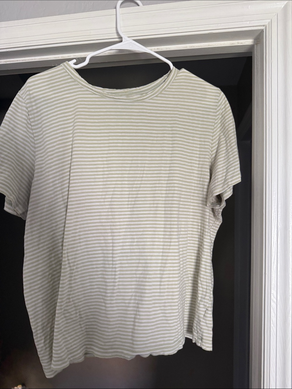 Universal Thread Women's Short Sleeve striped tee in light green and white